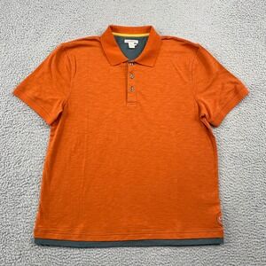 Carbon2Cobalt Polo Shirt Mens Large Orange Short Sleeve Slub Cotton Layered